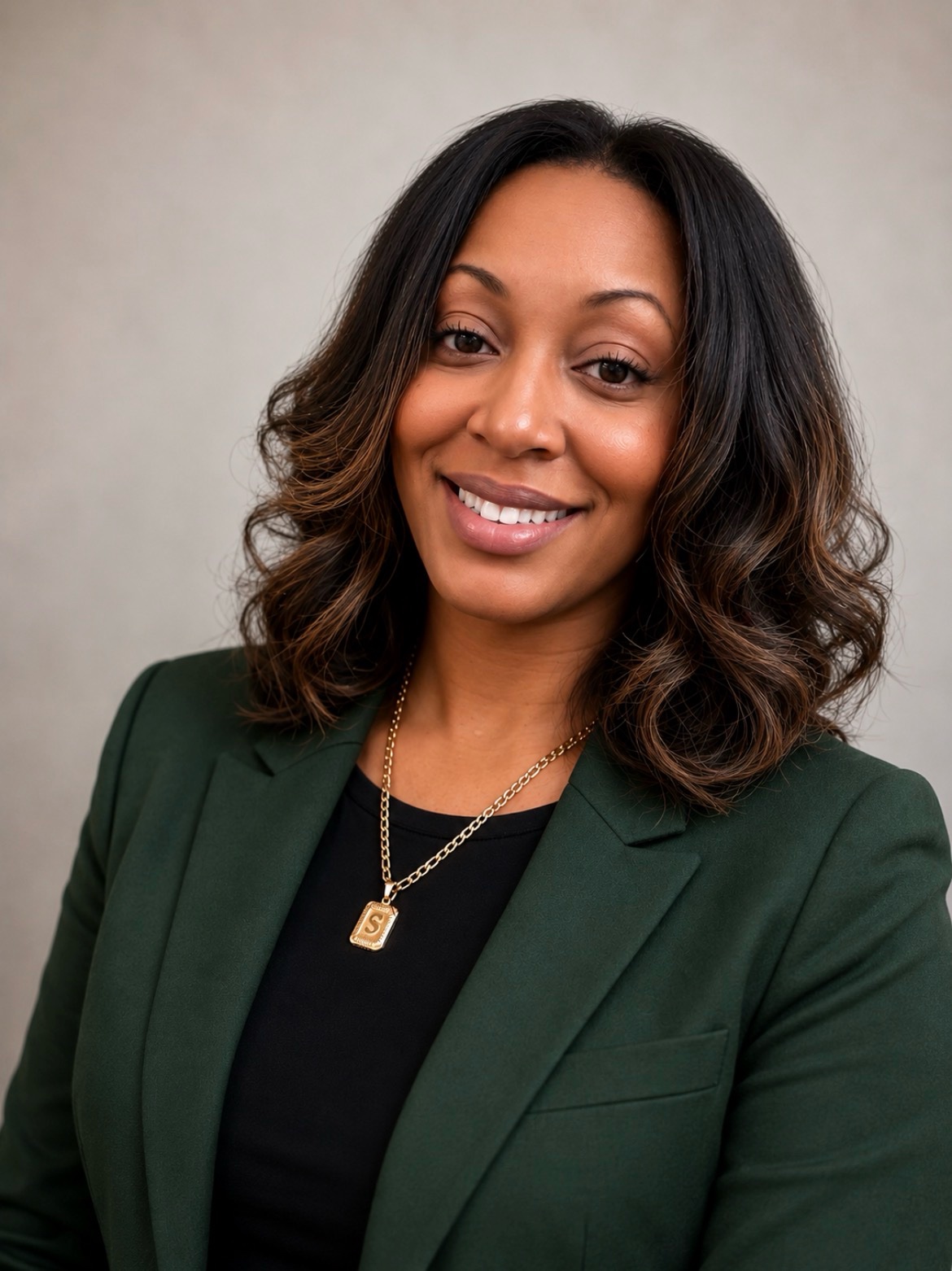 Shenee Turner in a green blazer